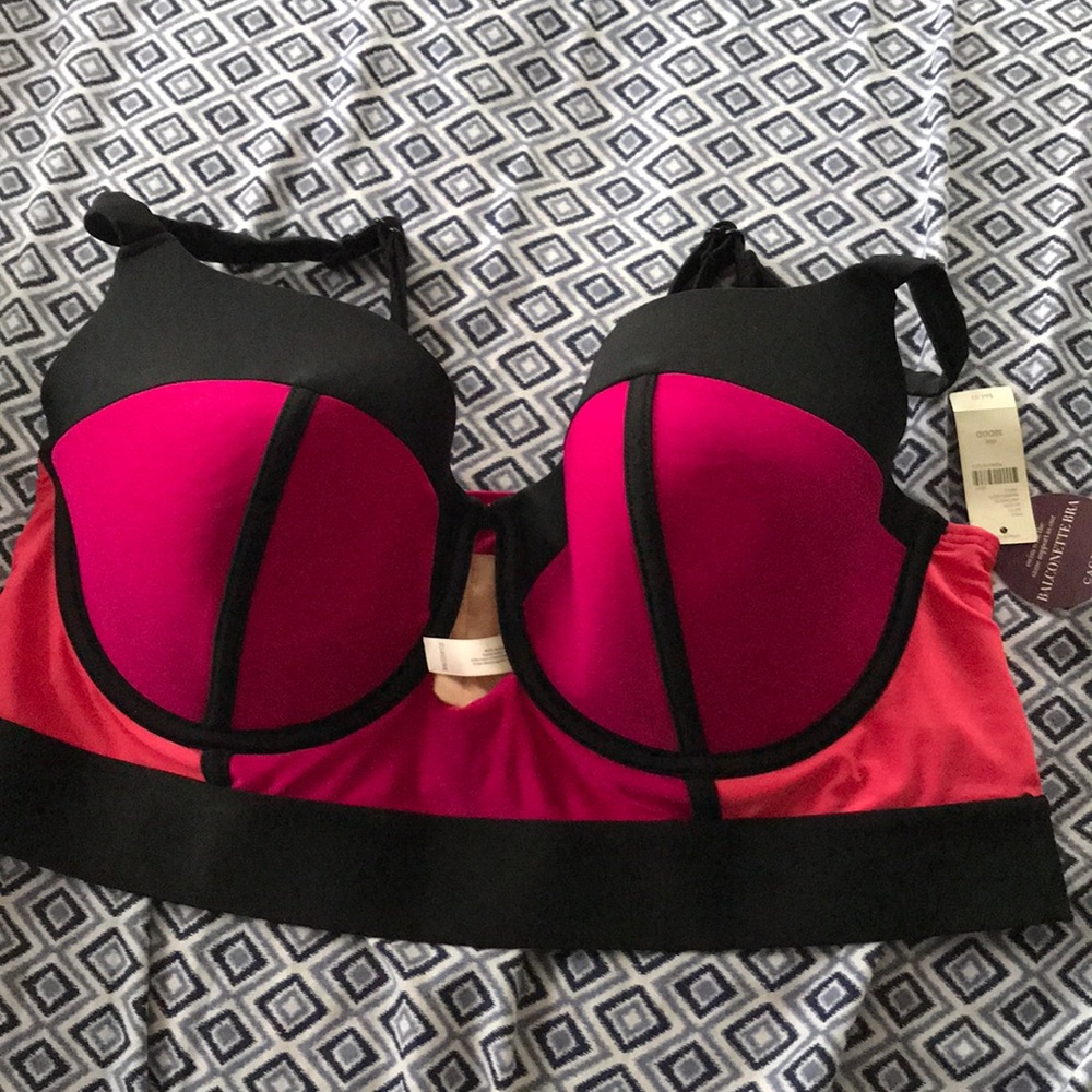 Lane Bryant cacique colorblock swim top 38DDD